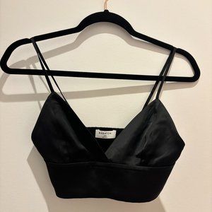 Ten by Babaton "Aria Top" Black Satin Bra Top Size XXS